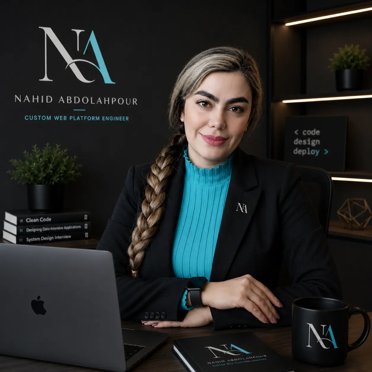 Nahid Abdolahpour in her software engineering workspace